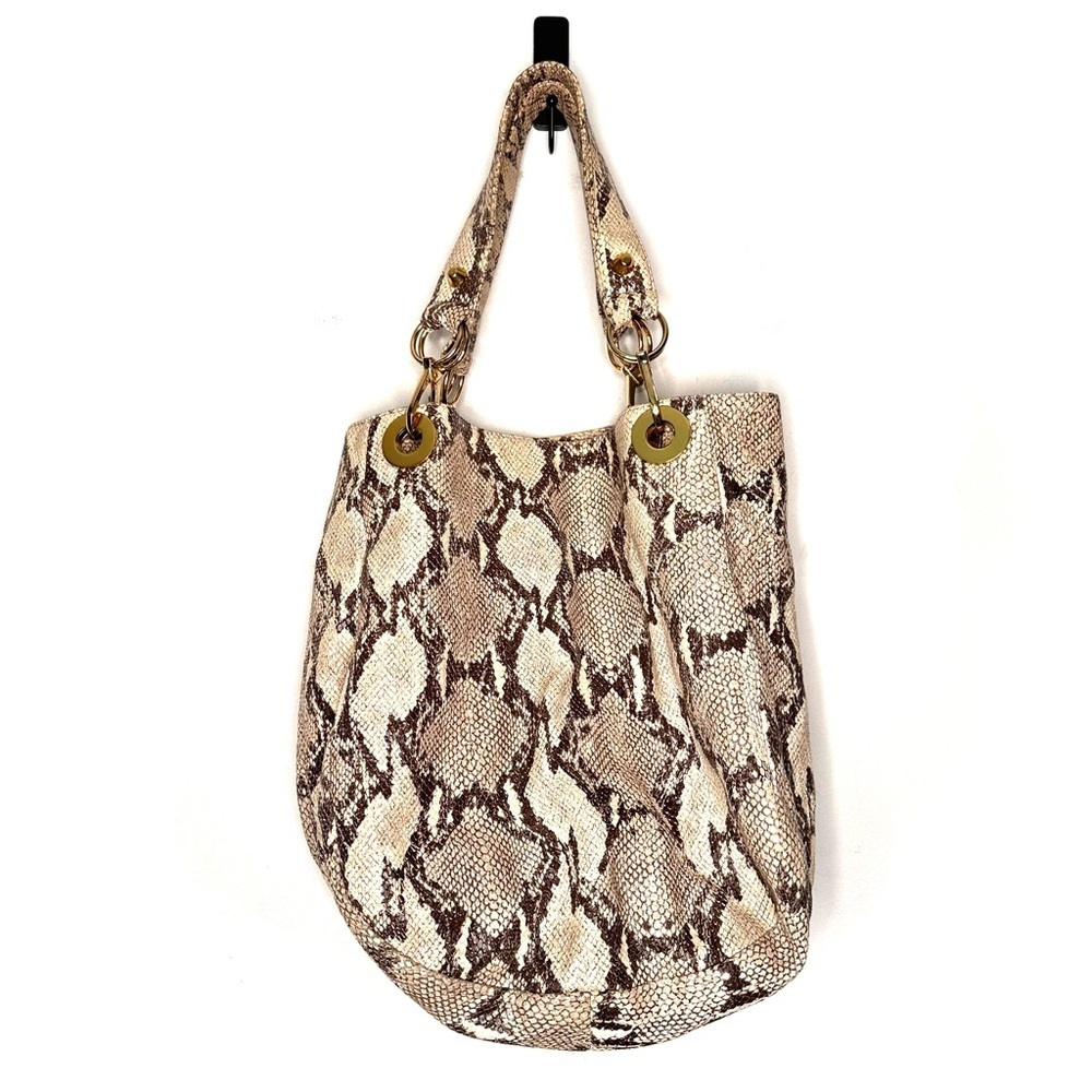CC Skye | Brown and Cream Animal Print Leather Shoulder Bag - Picture 2 of 15